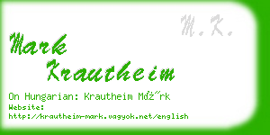 mark krautheim business card